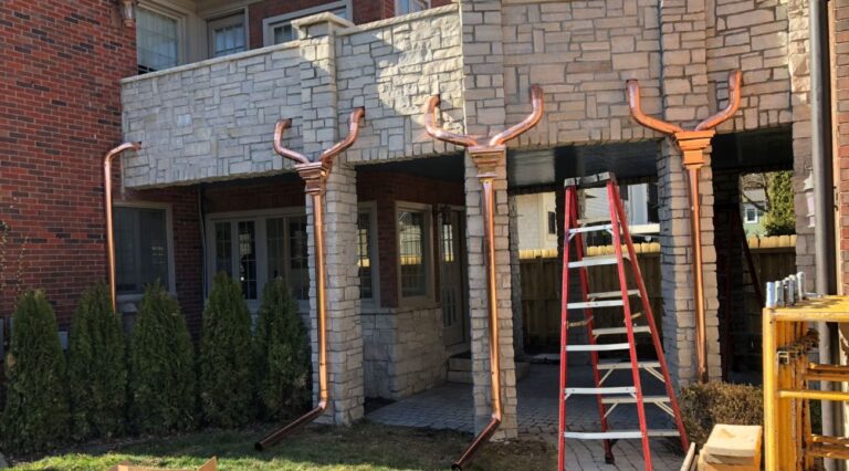 Half round copper gutter system installation Macomb County Michigan gutter contractor