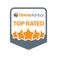 A badge that says top rated with five stars.