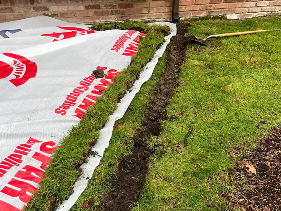 A patch of grass that has been laid out.