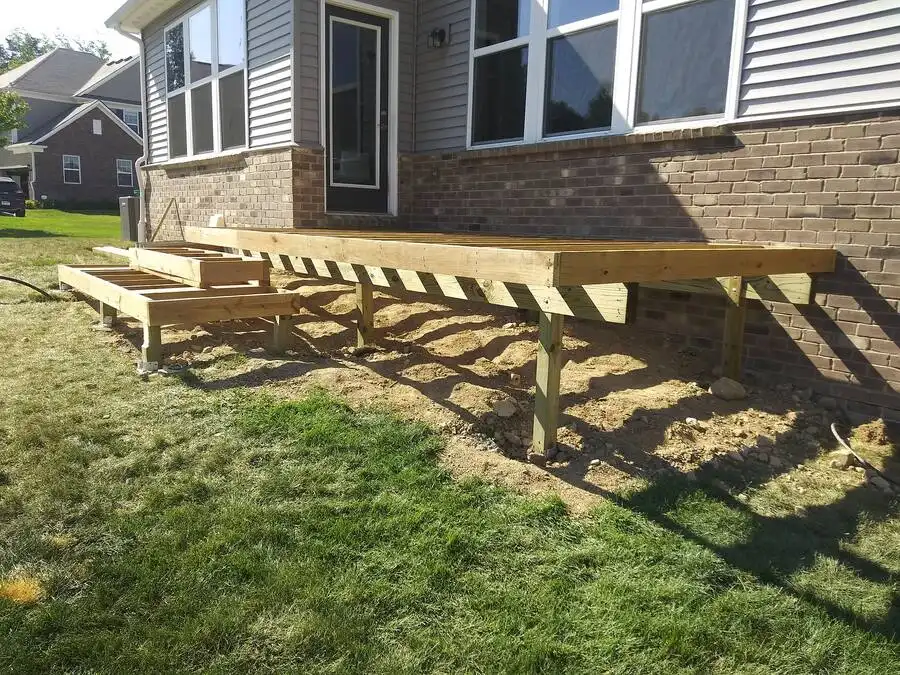 Pressure treated wood deck construction