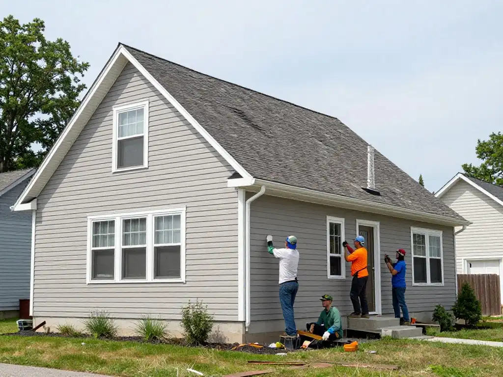 3G Home Exteriors siding crew working on a home exterior in Rochester Michigan
