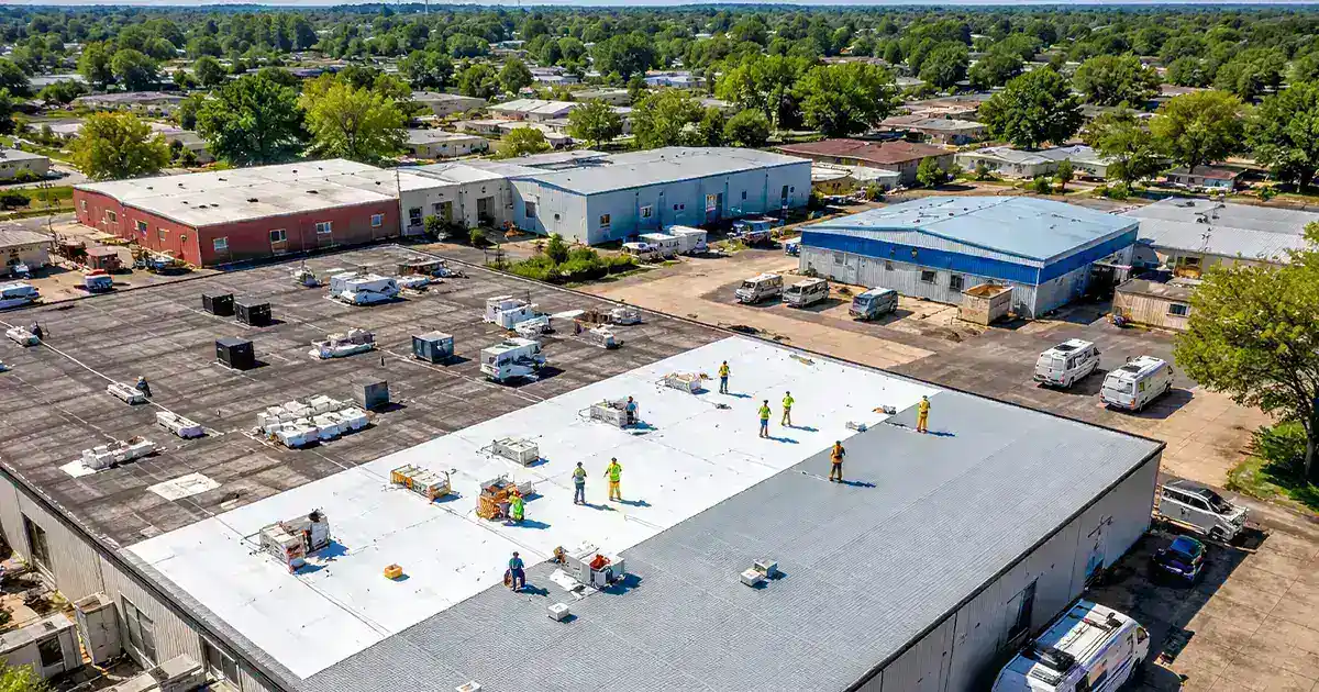 Commercial flat roof replacement completed in Novi MI