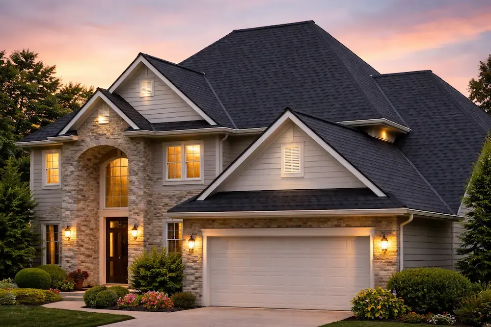 Architectural roof replacement on home in Bloomfield Hills MI by 3G Home Exteriors