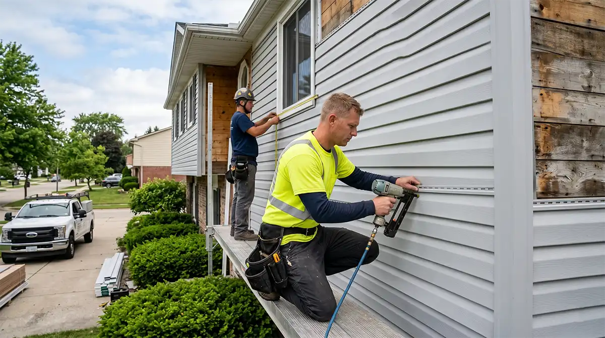 3G Home Exteriors team completing siding installation in Sterling Heights MI