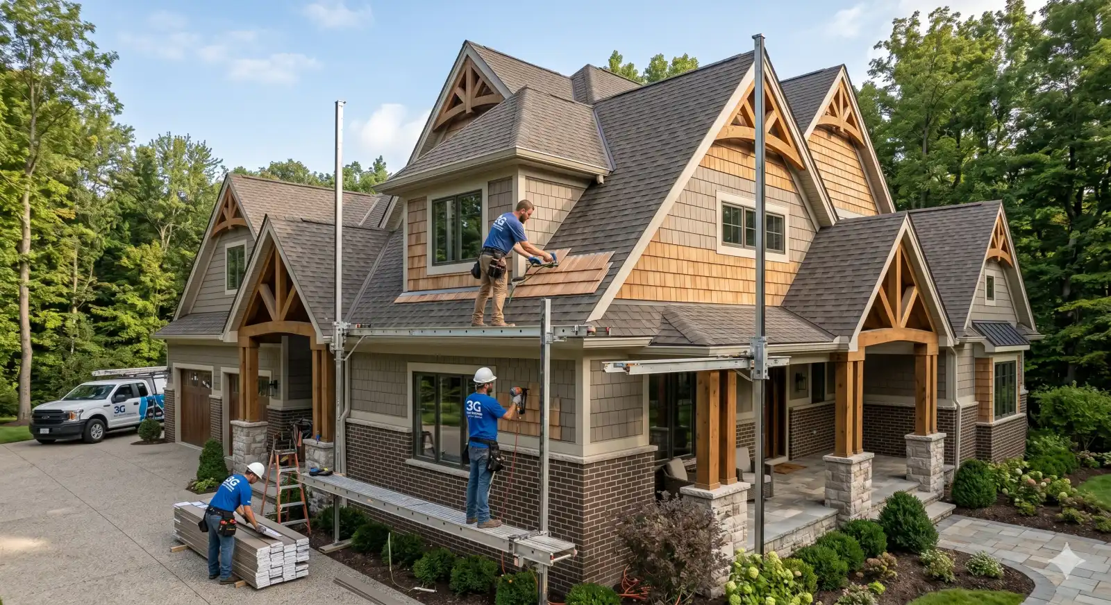 3G Home Exteriors team completing siding installation in Clinton Township MI