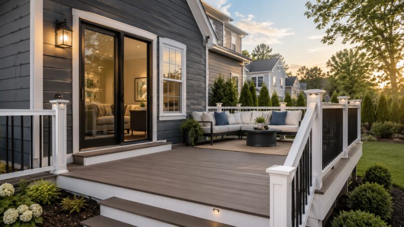 Outdoor deck living space planned by 3G Home Exteriors