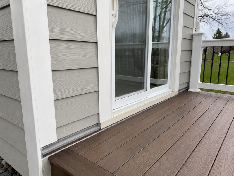 Deck connection to siding and trim planned by 3G Home Exteriors