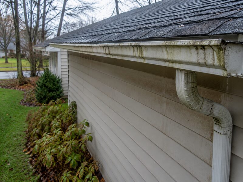 Roof water-control issue before gutter and roofing review