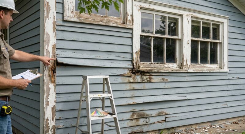 Siding condition reviewed before exterior painting
