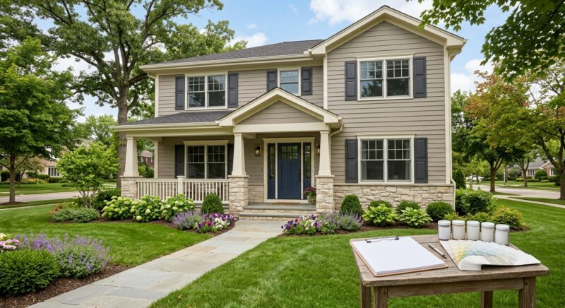 Whole home exterior painting color update in Macomb County Michigan