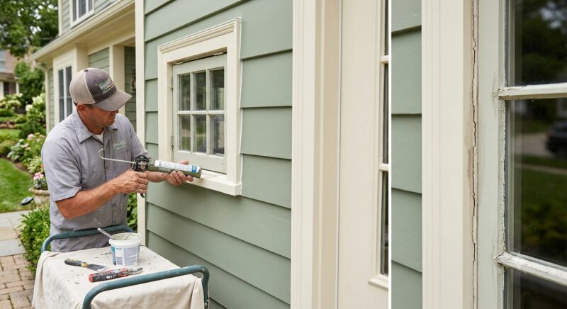 Window and door caulk lines checked before painting