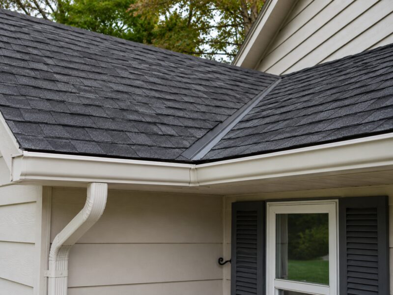 Finished roofline with flashing renewed at the transitions