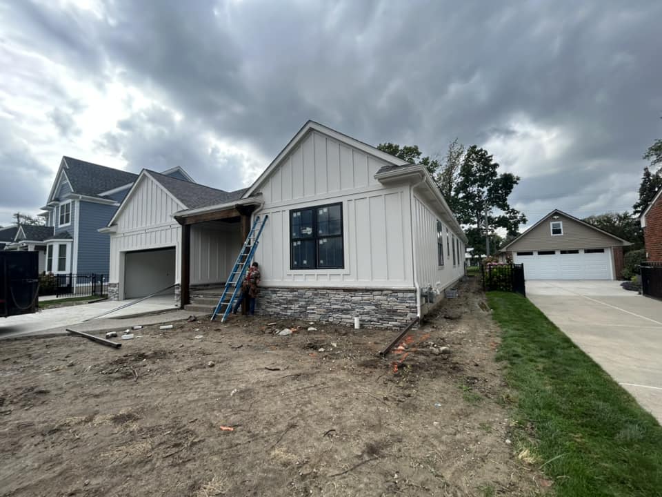 James hardie siding installation with stone veneer