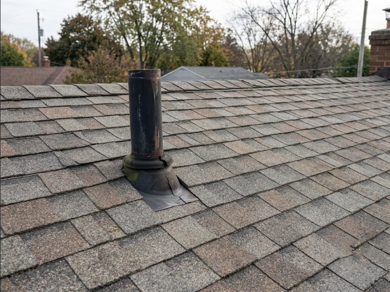 After targeted roof repair showing aligned replacement shingles