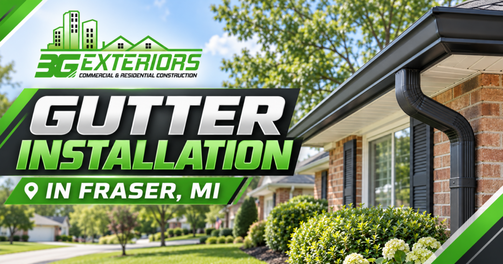 Seamless gutter installation on a Michigan home