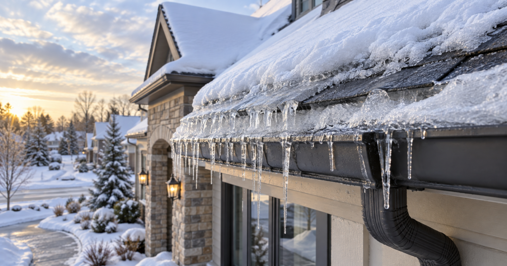 Gutters in a Michigan Winter Ice Loading, Damage and What Helps