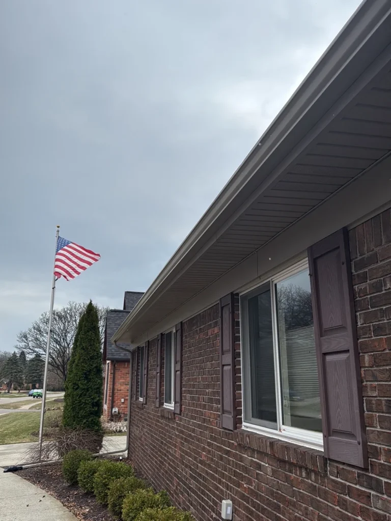 Seamless gutter installation on a Metro Detroit home